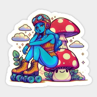 Girl Skateboarding Sticker